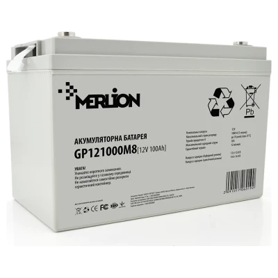 Cайт компанії Аква-Дім::Акумуляторна батарея MERLION AGM GP121000M8 12 V 100 Ah (329х172х218) White 28,1 кг