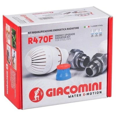 Cайт компанії Аква-Дім::Комплект радіаторний термостатичний GIACOMINI 1/2" кутовий з термоголовкою