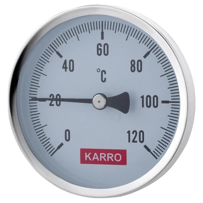 Cайт компанії Аква-Дім::Термометр KARRO 1/2" Ø80мм 120ºC KR1039