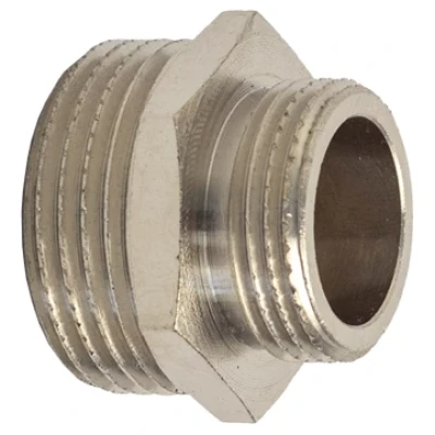 Cайт компанії Аква-Дім::Ніпель редукційний KARRO 3/4"x1/2" ПП хром