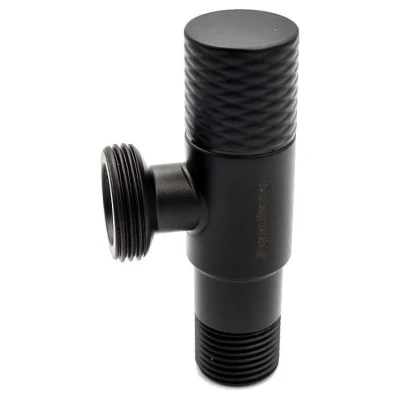 Cайт компанії Аква-Дім::Кран кутовий AQUASTRONG 1/2"3х3/4"З нерж. D8  Black (D815)