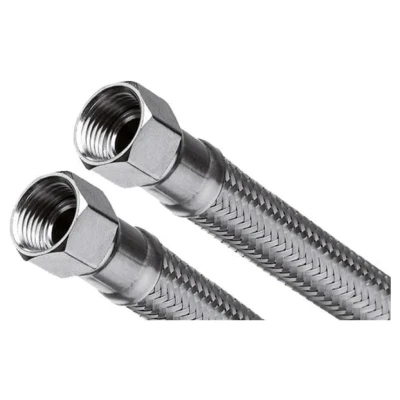 Cайт компанії Аква-Дім::Шланг для води INVENA в стальному оплетенні прохід 20 мм. (1в х1в) 80 см