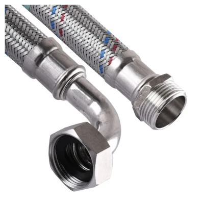 Cайт компанії Аква-Дім::Шланг антивібраційний 0,6м кутовий 1"