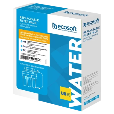 Cайт компанії Аква-Дім::Покращений комплект картриджів ECOSOFT 1-2-3 для фільтрів зворотного осмосу
